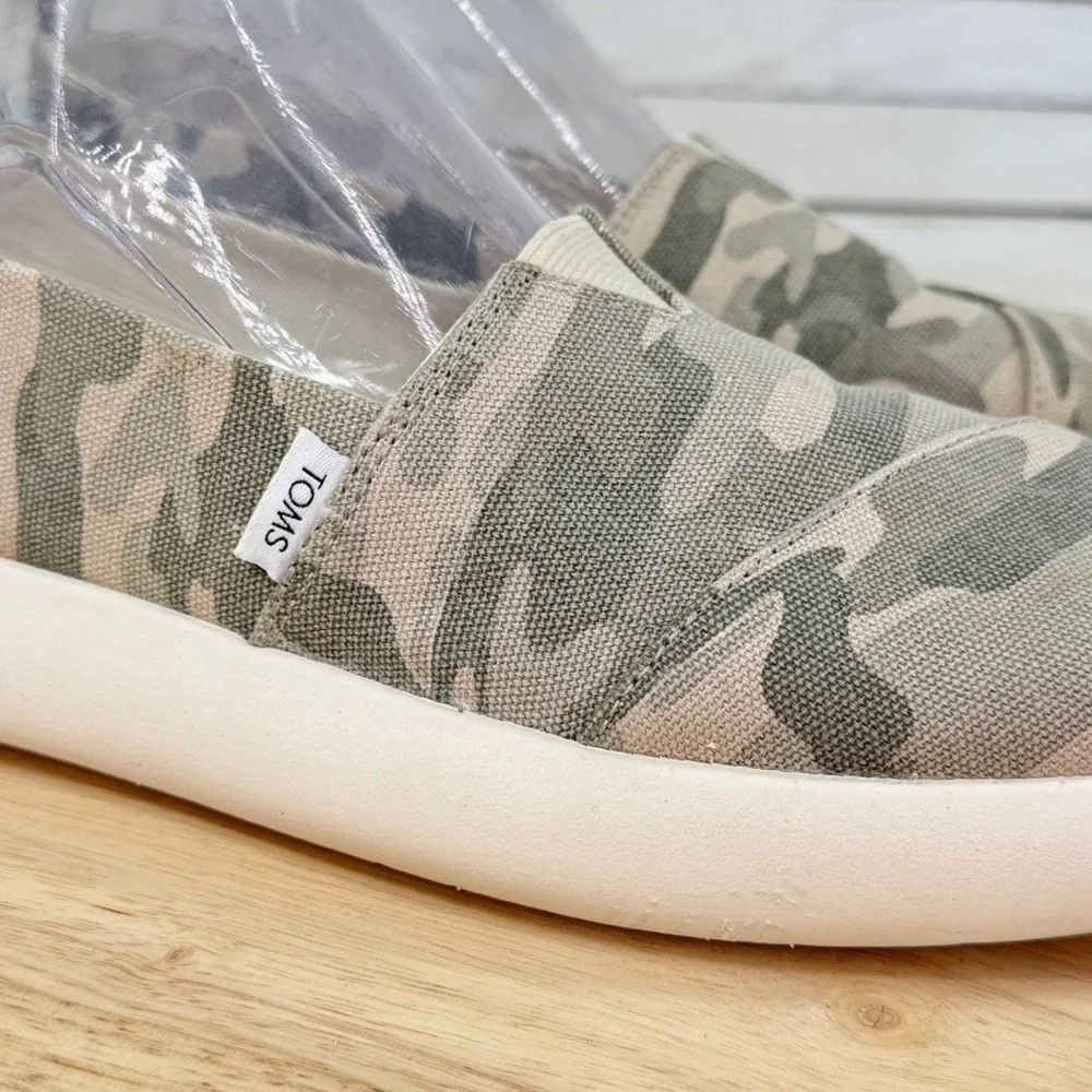 Toms Alpargata Mallow Camouflage Canvas Slip On‎ Flats Green 8 Women